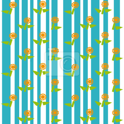 Behang Strepen en bloemen