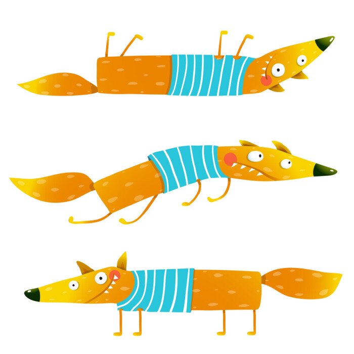 Behang Striptekening vos in blauw shirt