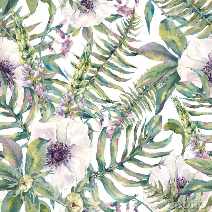 Behang Subtiele aquarel planten