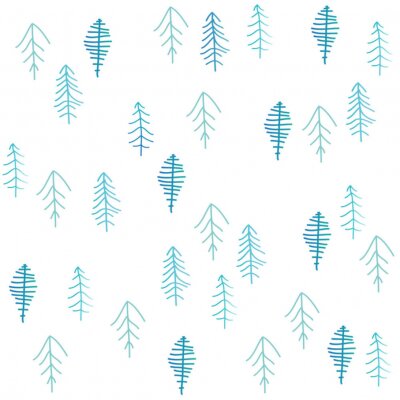 Behang Subtiele blauwe sparren