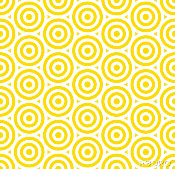 Behang Summer background circle stripe pattern seamless yellow and white.