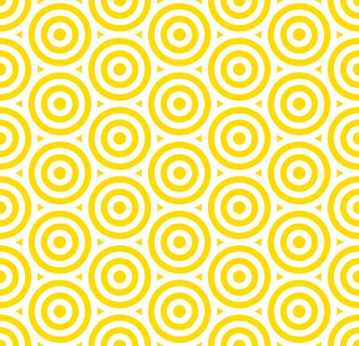 Behang Summer background circle stripe pattern seamless yellow and white.