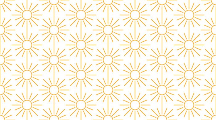 Behang Sun seamless pattern with line icons. Sunny summer background for baby fabric, skin care cream with spf brochure abstract backdrop