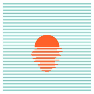 Behang Sunset in ocean - striped background. Vector line art
