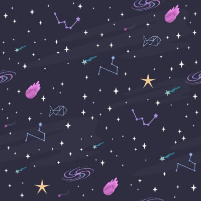 Behang Sweet space seamless pattern. Editable vector illustration
