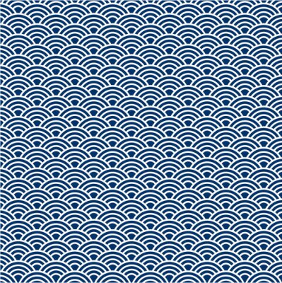 Behang Symmetrische blauwe zeegolven