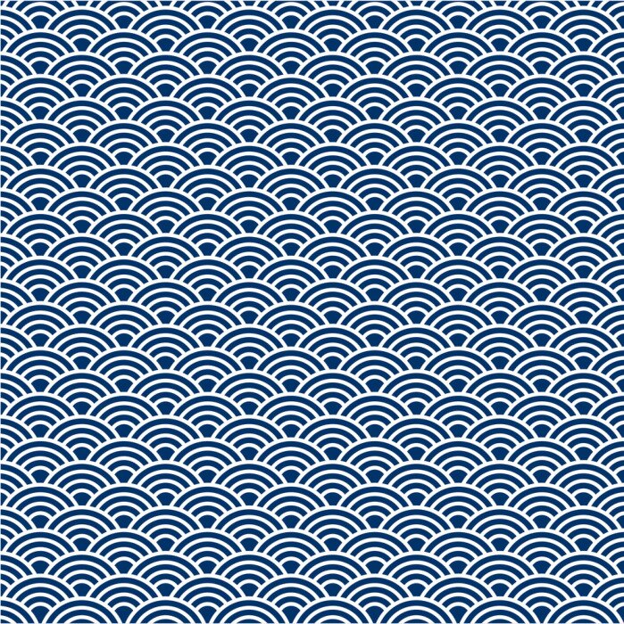 Behang Symmetrische blauwe zeegolven