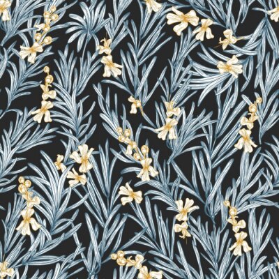 Behang Takjes rozemarijn op een donkere achtergrond