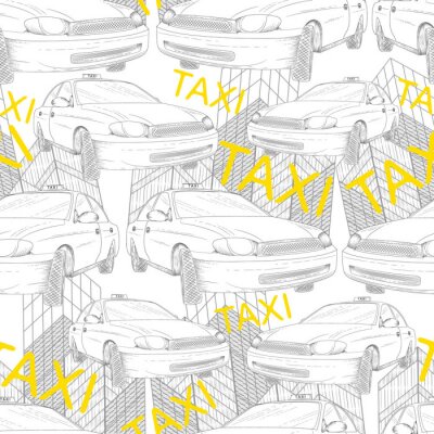 Behang taxi naadloos patroon