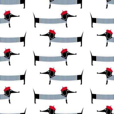 Behang Teckel honden in Franse stijl