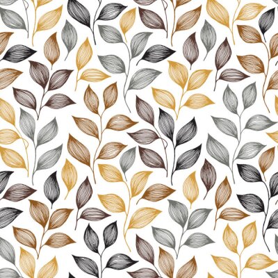 Behang Theeblaadjes in verschillende tinten bruin