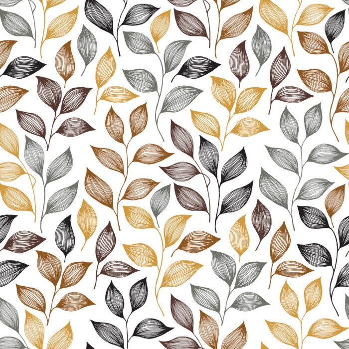 Behang Theeblaadjes in verschillende tinten bruin
