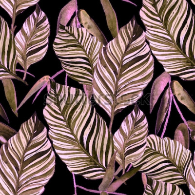 Behang Thema met bladeren op een donkere achtergrond