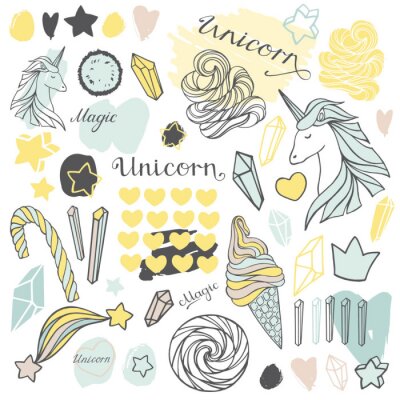 Thema met eenhoorns sterren en snoepjes