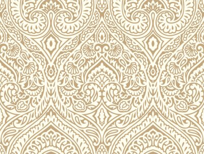 Behang Traditioneel bloemenornament in imitatiegoudtint