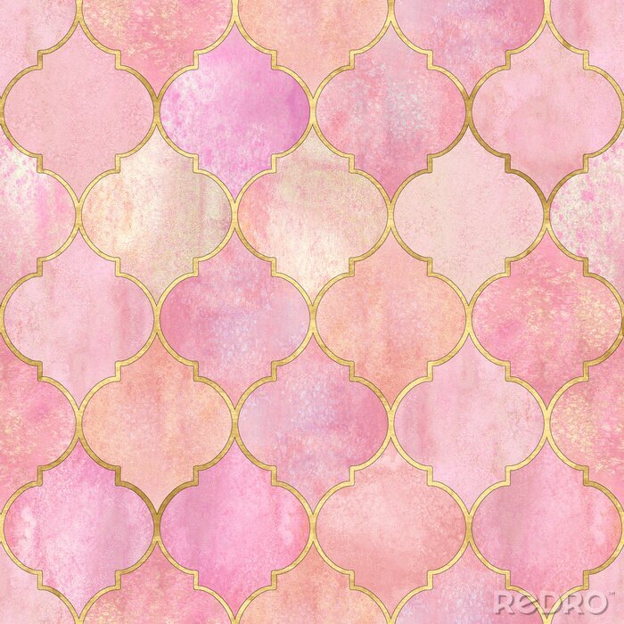 Behang Traditioneel roze marokkaans patroon