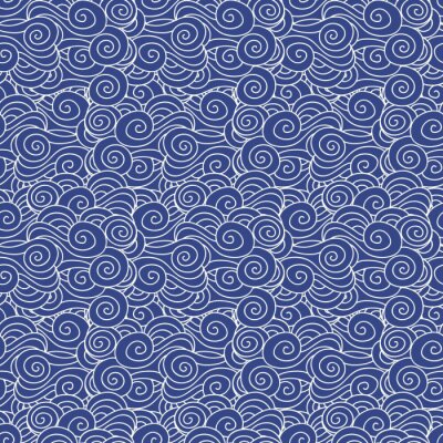 Behang Traditionele oosterse Japanse blauwe golf