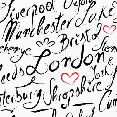 Behang Travel England destination seamless pattern background