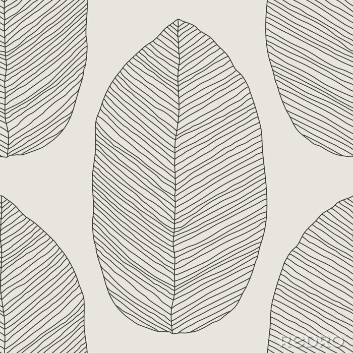Behang Trendy minimalist seamless botanical pattern with line art composition