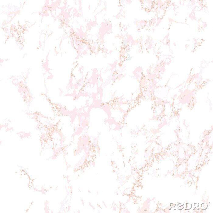 Behang Trendy roze marmer textuur met roze goud. Patina effect. Naadloos patroon. Overlay nood graan. Sequin roos goud. Vakantie achtergrond. Bloos kleur. Vector. EPS10.
