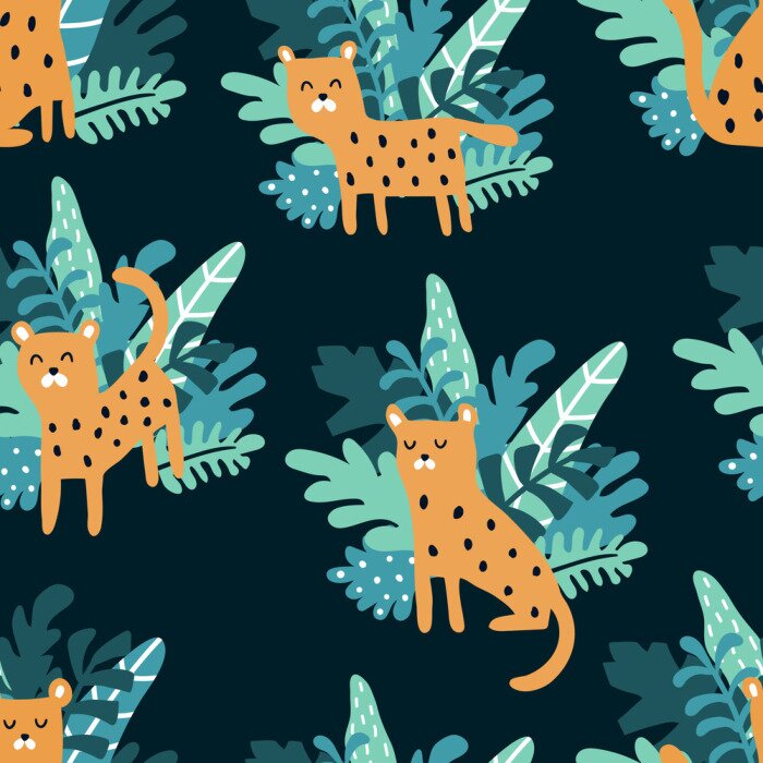 Behang Tropen met een dier voor kinderen