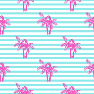 Behang Tropicaliteit op blauwe strepen