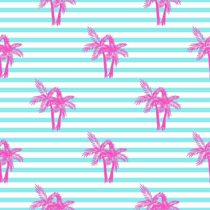 Behang Tropicaliteit op blauwe strepen