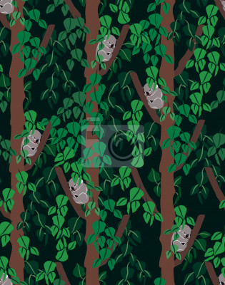 Behang Tropisch bos met koala's