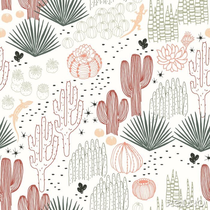 Behang Tropisch patroon met cactussen