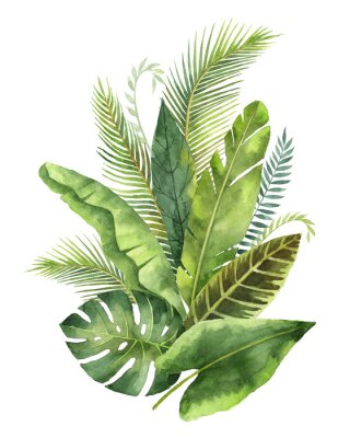 Tropische bladeren vormen een artistieke compositie