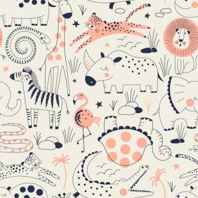 Behang Tropische dieren voor kinderen