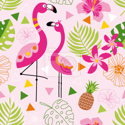 Behang Tropische Flamingo Paradise