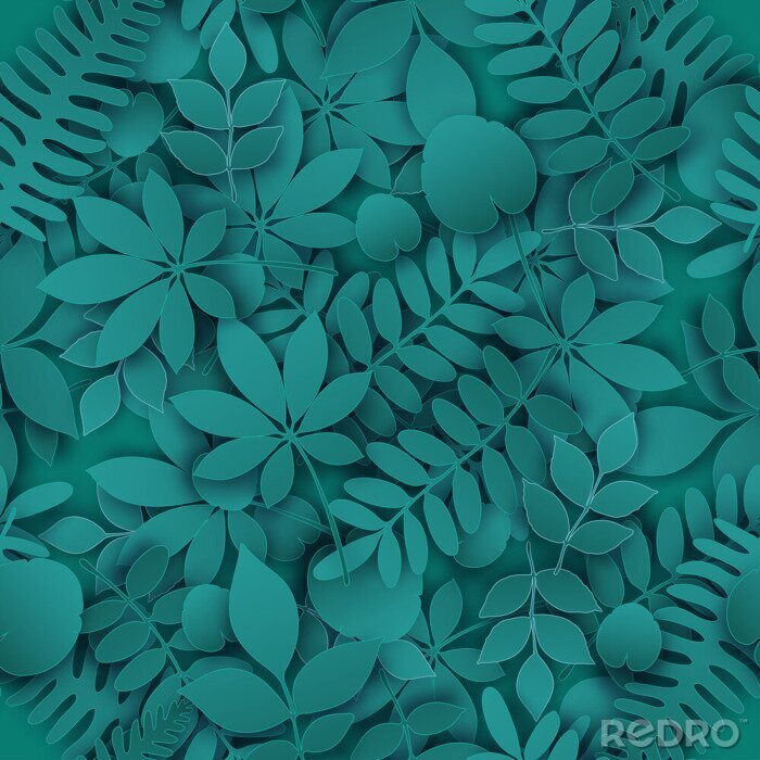 Behang Tropische jungle trendy naadloze patroon met exotische palmbladeren, blad takken. Seizoensaffiche in trendy stijl voor het snijden van papier.