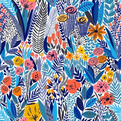 Behang Tropische naadloos bloemenpatroon