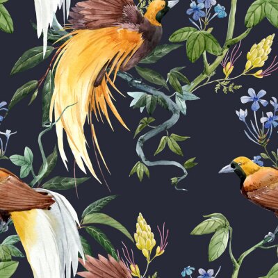 Behang Tropische vogels en planten