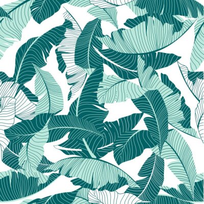 Behang Turkoois gebladerte