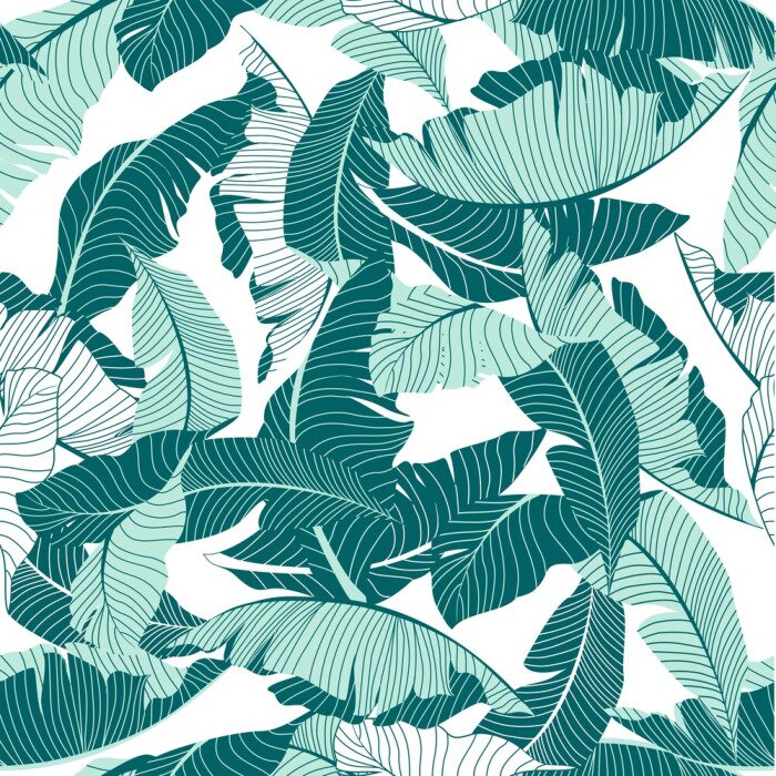 Behang Turkoois gebladerte