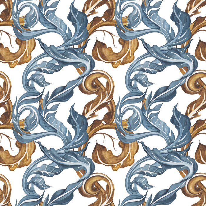 Behang Uitstekend bloemen naadloos patroon met hand getrokken bladeren. Kan worden gebruikt voor behang, website achtergrond, textiel, telefoon geval afdrukken