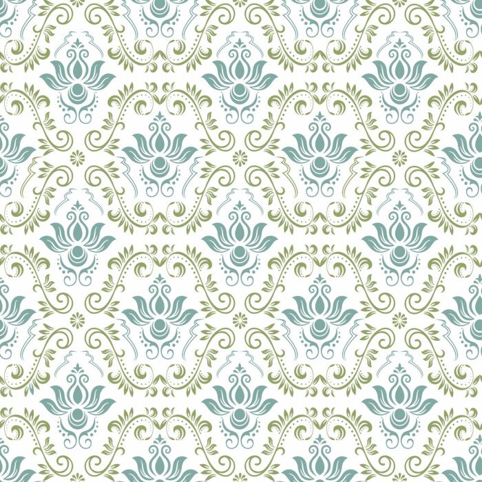 Behang Uitstekende sierachtergrond, vectorkanttextuur, naadloos bloemenpatroon