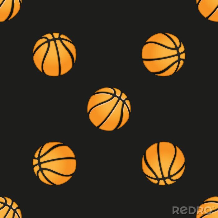 Behang Universele vector basketbal naadloze patronen tegels. Sport thema met ballen.