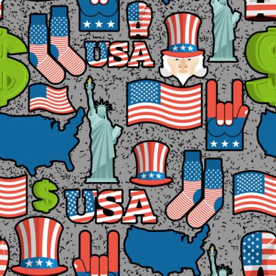 Behang USA patriottische symbool naadloze patroon van grunge stijl. Spuitverf