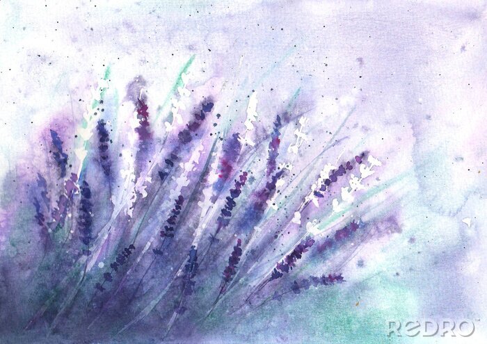 Behang Vage lavendel op een pastelkleurige achtergrond