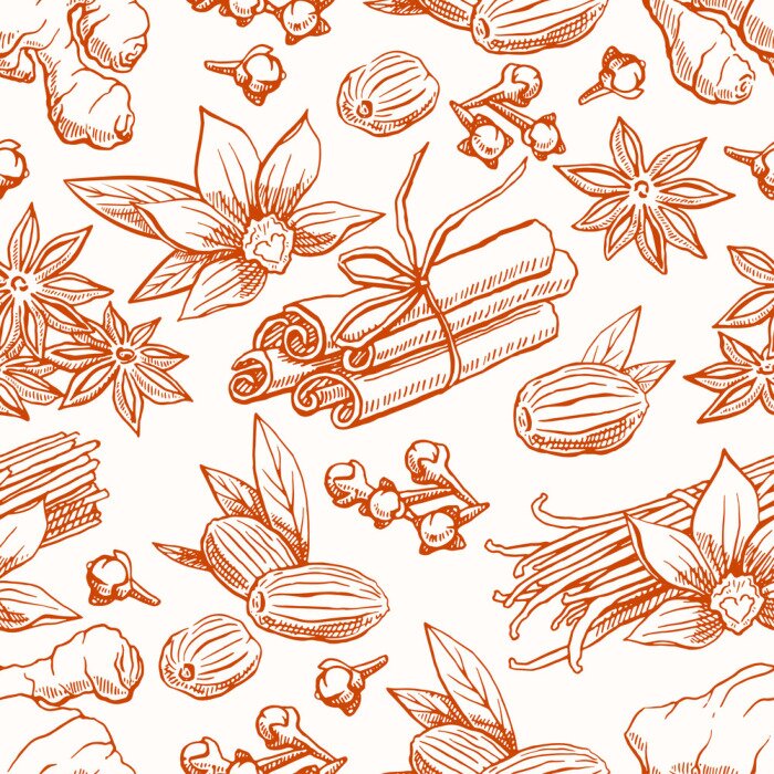 Behang Vanille en kaneelstokjes