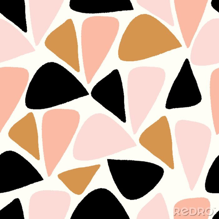 Behang vector abstracte geometrische naadloze herhalingspatroon in roze, goud, zwart en wit