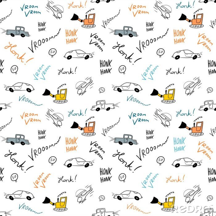 Behang Vector auto's doodle