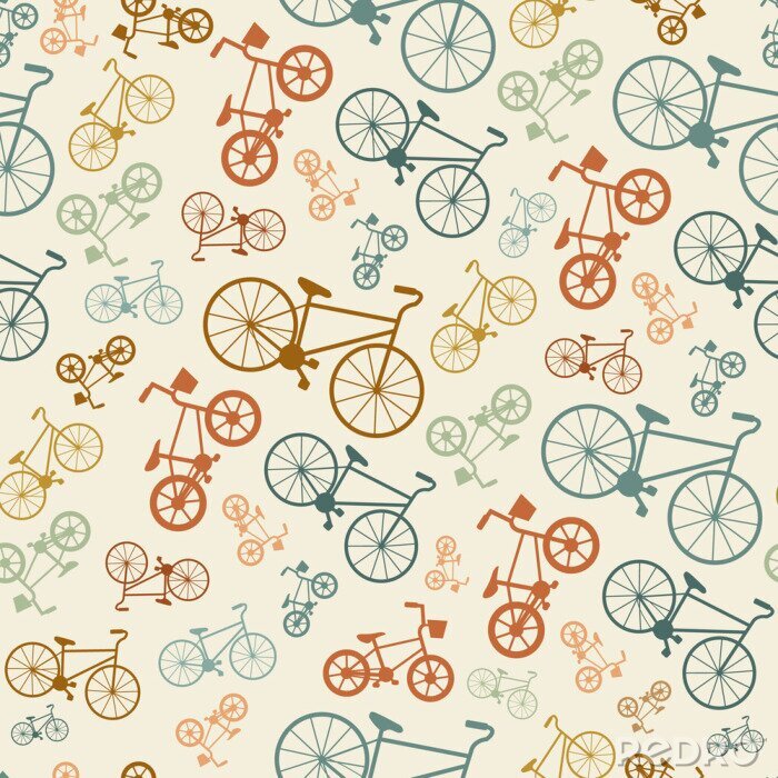 Behang vector bicycle texture, hipster background