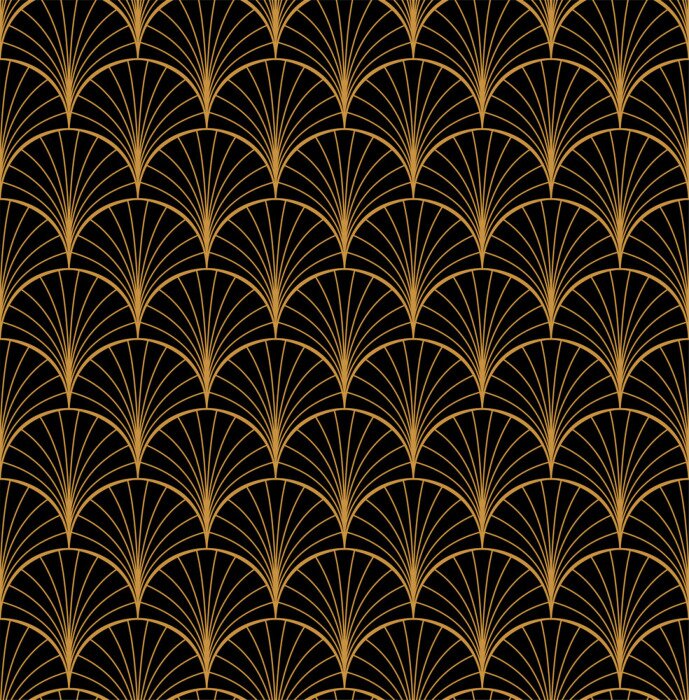 Behang Vector bloemen Art Nouveau naadloze patroon. Geometrische decoratieve bladerentextuur. Retro stijlvolle achtergrond.