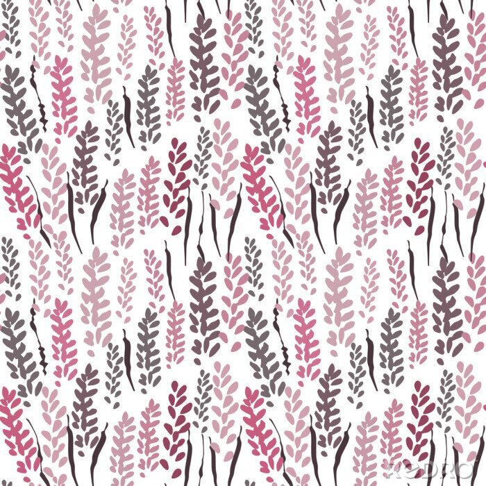 Behang Vector bloemen naadloos patroon met gestileerde lavendel bloemen en gras.