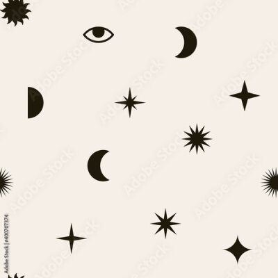 Behang Vector Boho textured silhouettte monochrome drawing