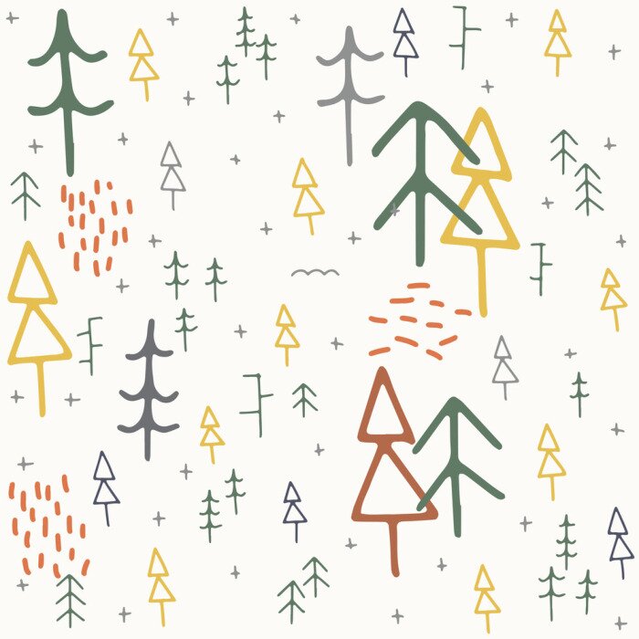 Behang Vector Cartoon Seamless Christmas winter holiday pattern